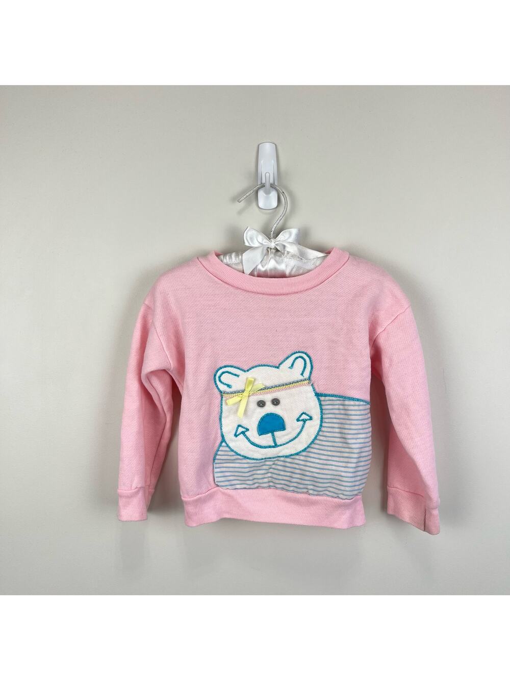 Vintage Sears Pink Workout Bear Sweatshirt 2T USA